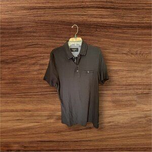Ted Baker Collar Polo Shirt Mens 4 Black Short Sleeve Academia Pocket Preppy